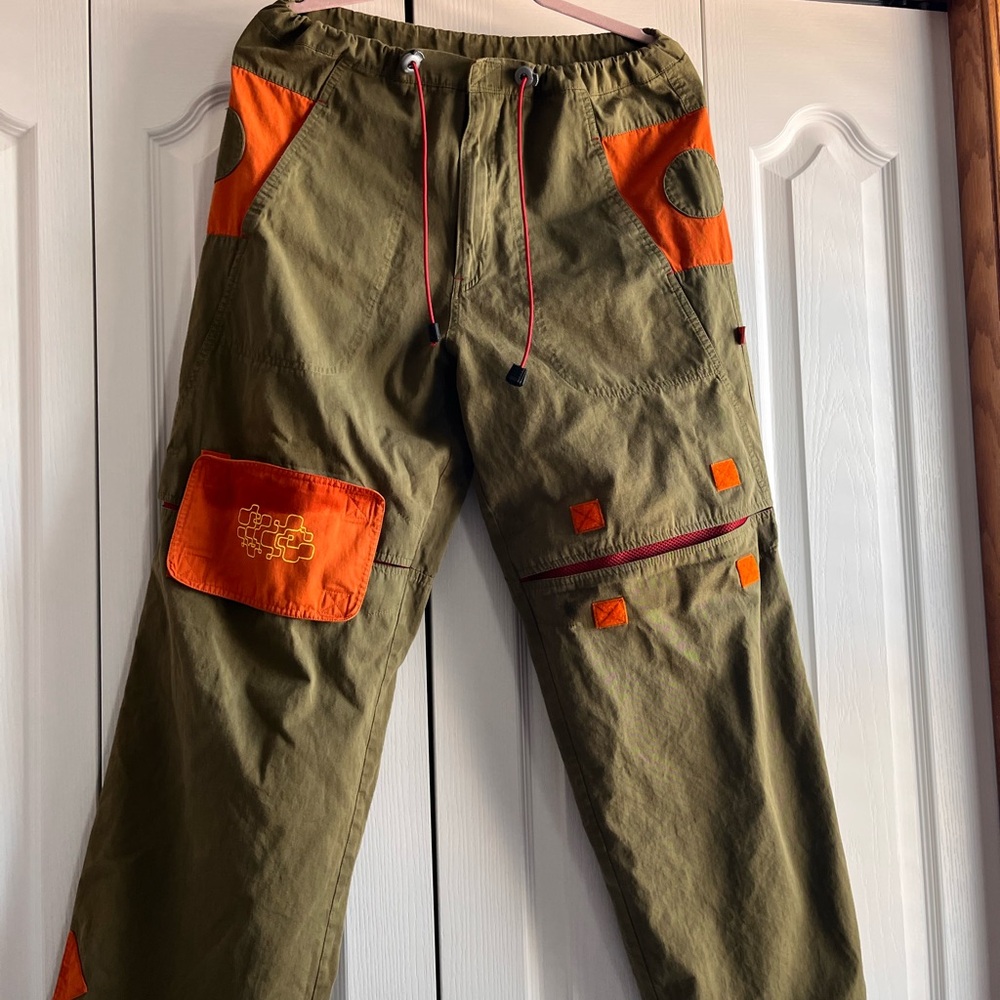 Funky Olive and Orange Cargo Pants